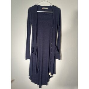 Free People Beach Ribbed Button Front Long Sleeve Cardigan Blue Size Small